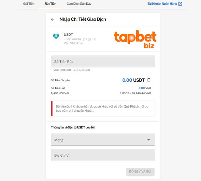 Cách rút tiền từ TAPTAP bằng USDT không hề khó