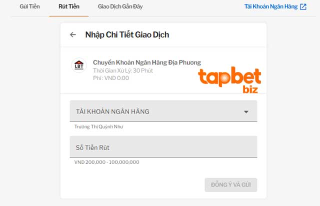 Chi tiết cách rút tiền TAPTAP qua ngân hàng địa phương