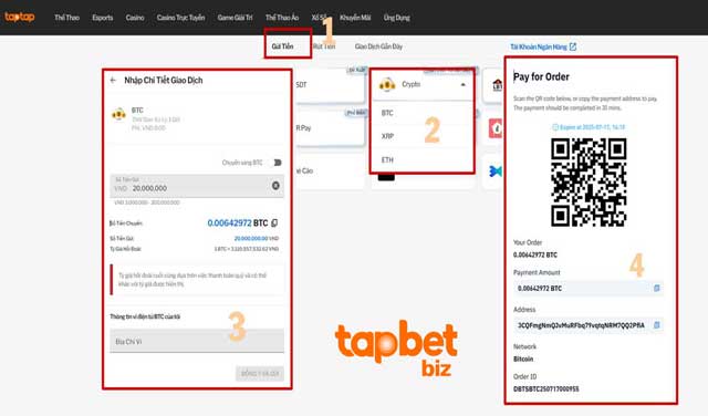 Nạp tiền TAPTAP bằng Crypto