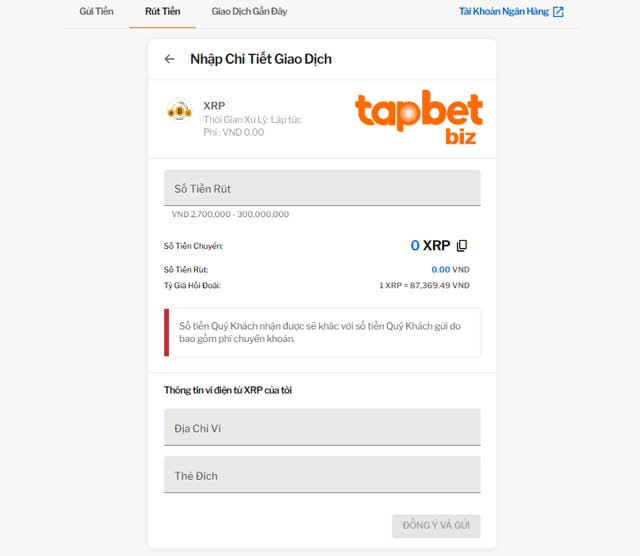 Từng bước rút tiền TAPTAP qua crypto